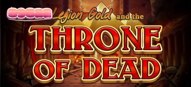 Tampilan visual permainan slot Legion Gold and the Throne of Dead dengan latar belakang kuil gelap.